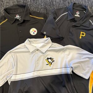Pittsburgh steelers, Pirates and Penguins, men’s medium Golf Shirts